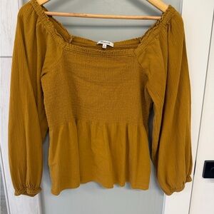 Madewell Mustard Smocked Women's Top